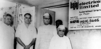 Kamalnayan Bajaj at the Bajaj Electricals office in Hyderabad which was inaugurated on 11 June, 1962 by Ramkrishna Rao.